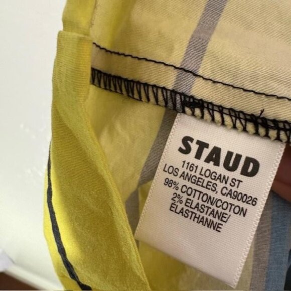 STAUD Skirt Womens 6 Multicolor Rainbow Stripe Tiered Cotton Midi A-Line Boho - Picture 5 of 7